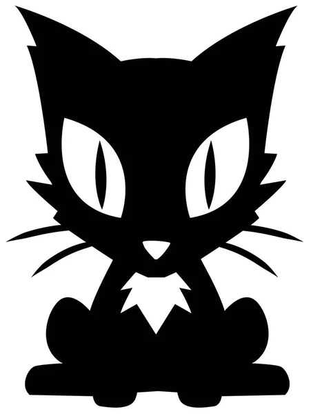 Kotě Sedící Vzorníku Černý Vektorové Ilustrace Vertikální Samostatný — Stockový vektor