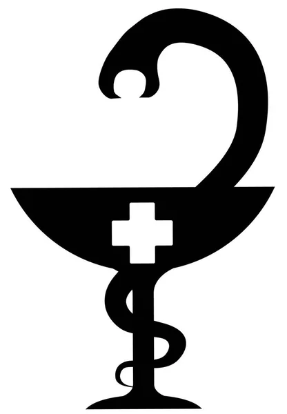 Médecine Pharmacie Serpent Calice Symbole Noir Illustration Vectorielle Vertical Isolé — Image vectorielle