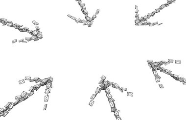 Posta mektubu semboller ok şekilleri, 3d resim, yatay, beyaz bitti, izole