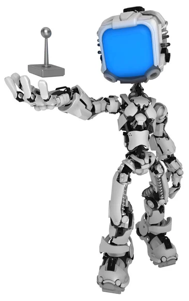 スクリーン ロボット フィギュア ポーズ送信機 イラスト — ストック写真