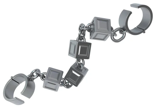 Shackles Block Chain Grey Metal Illustration Isolated Horizontal White — Stock Photo, Image