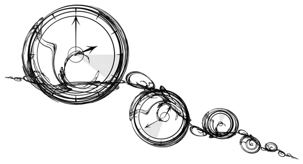 黑色墨水时间抽象例证 在白色 — 图库照片