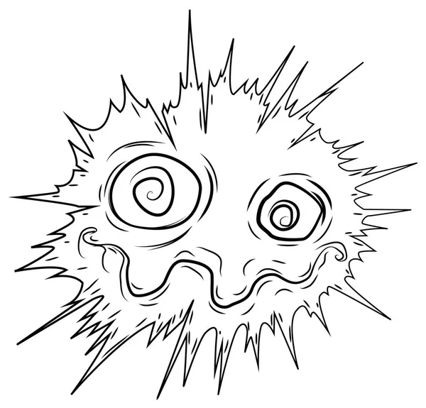 Freaked Out Face Expression Surreal Exploding Cartoon Line Drawing Vector — Stock Vector