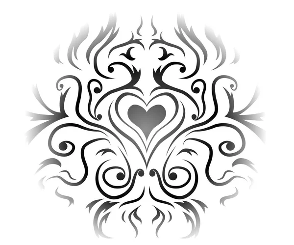 Corazón San Valentín Ornamento Decorativo Diseño Gris Vector Ilustración Horizontal — Vector de stock