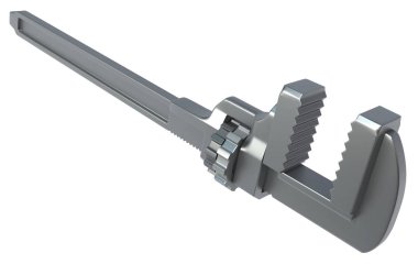 İngiliz anahtarı metal, 3d resim, yatay, izole, üzerinde beyaz