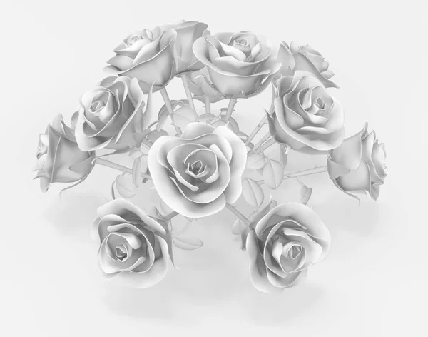 Rose Μπους Δέσμη Ένα Λευκό Αφηρημένη Εικόνα Οριζόντια — Φωτογραφία Αρχείου