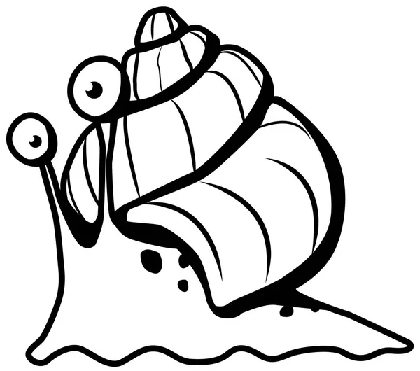 Snail Cartoon Character Line Drawing — Stock Vector