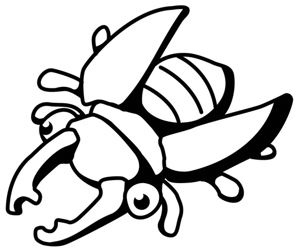 Desenho de linha de personagem de desenhos animados bonito besouro —  Vetores de Stock