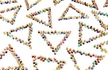 Çizgi film kalabalık, üçgen şekil