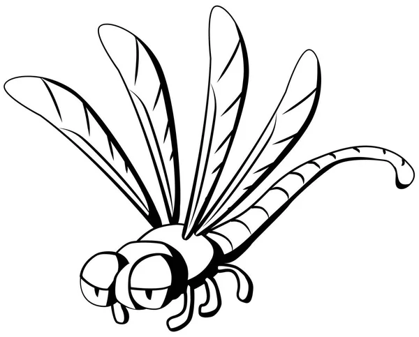 Dragonfly Cartoon lijntekening — Stockvector