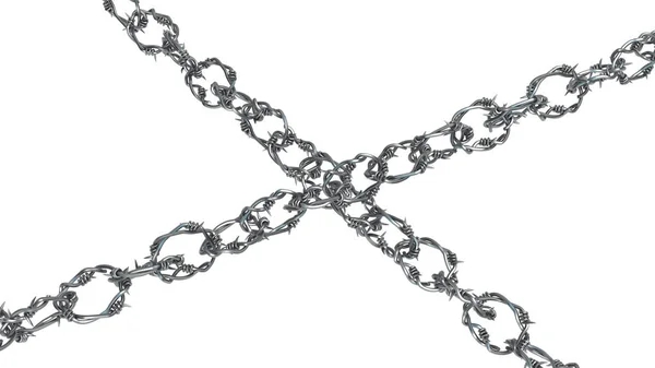 Barbed Wire Chains Crossed — Stock Photo, Image