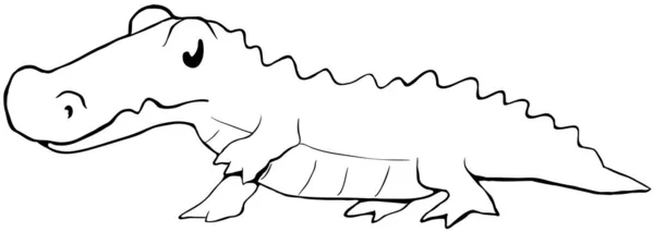 Dibujo de línea de dibujos animados de cocodrilo — Archivo Imágenes Vectoriales