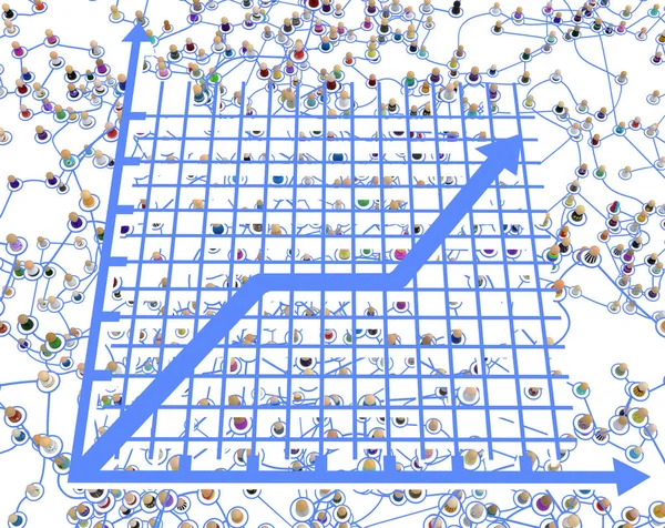 Cartoon Crowd gelaagde systeem, groei grafiek — Stockfoto