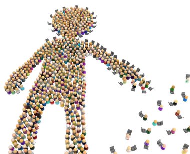 Karikatür Crowd Figure, Laptops Reach