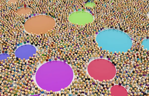 Мультфильм толпа, цветовой круг пространства — стоковое фото