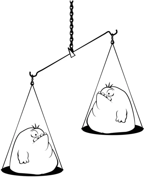 Desenho de linha de desenhos animados de escalas de gordura —  Vetores de Stock