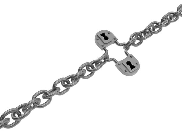 Цепочка запирания замка
