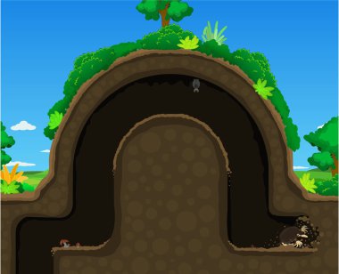 Köstebek Hill Dig Yeraltı Karikatür