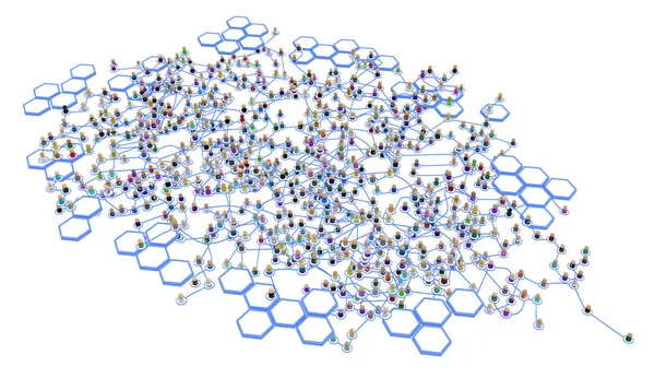 Cartoon Crowd Layered System, Hex Sides — Stock Photo, Image