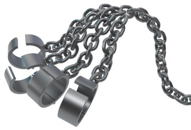 Prangaların ucu gri metali 3d ile çarpıyor, izole edilmiş, yatay, beyaz üzerine