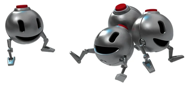 Bomba Robot Feliz Dibujos Animados Personajes Montón Sentado Ilustración Horizontal —  Fotos de Stock