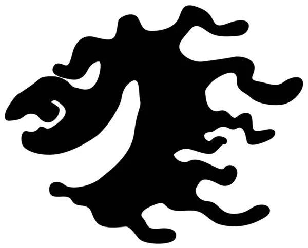 大きな塊の頭の飛行漫画のキャラクター黒のシルエット ベクトル図 隔離された 白い上 — ストックベクタ