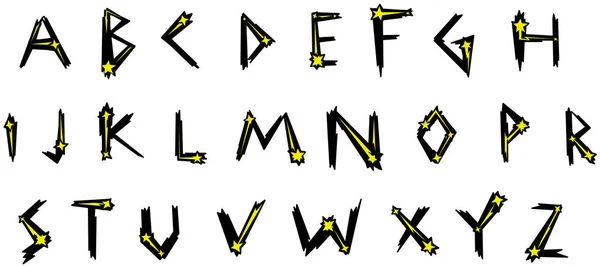 字母字母 星座样式符号集选择黑色星形 矢量插图 过白色 — 图库矢量图片