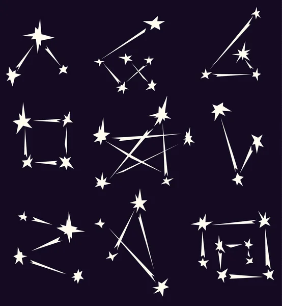 Дизайн Созвездия Набор Элементов Выбор Белого Векторная Иллюстрация Горизонтальная Над — стоковый вектор