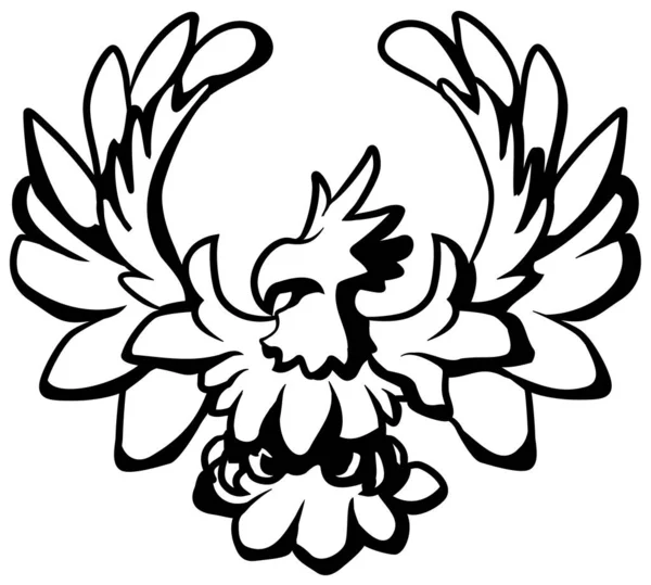 Dibujos Animados Águila Plantilla Decorativa Negro Ilustración Vectorial Horizontal Aislado — Vector de stock