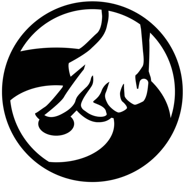 Finger Tap Simbolo Anello Pulsante Icona Stencil Nero Vettoriale Illustrazione — Vettoriale Stock