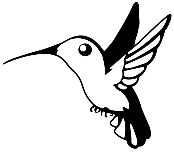 Kolibri Flug Schablone Schwarz Vektorabbildung Horizontal Isoliert — Stockvektor