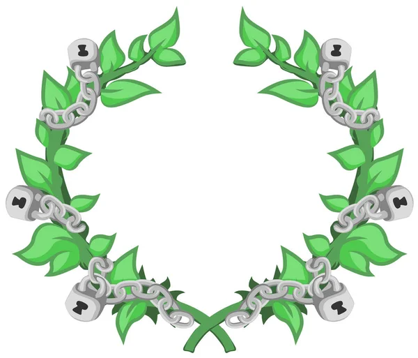 Laurel Wreath Chained Cartoon Design Element Vector Illustration Horizontal Isolated — Stock Vector