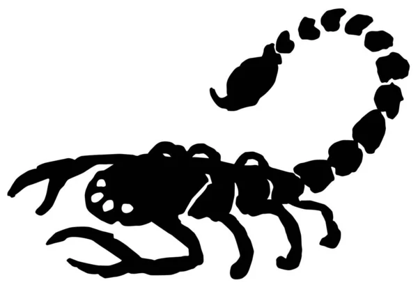 Stencil Scorpione Nero Illustrazione Vettoriale Orizzontale Isolato — Vettoriale Stock