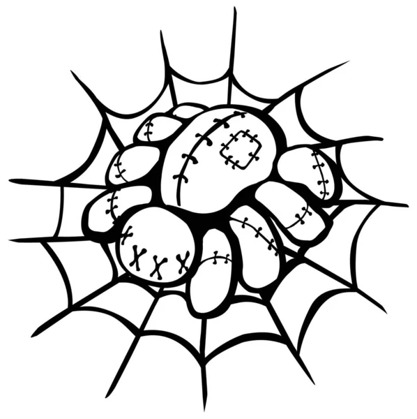 Voodoo Bebek Örümceği Simsiyah Vektör Çizimi Yatay Izole — Stok Vektör