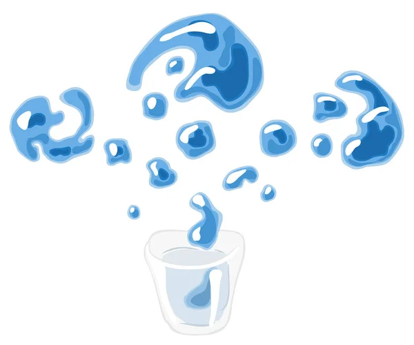 Vidro Água Líquido Voador Gravidade Zero Elemento Design Ilustração Desenho —  Vetores de Stock