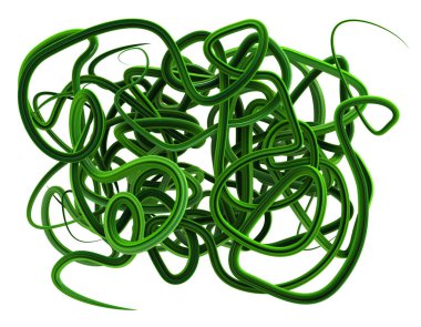 Bitki üzümleri yeşillenir. Karışıklık büyür. Üç boyutlu gösterim, yatay, izole, beyaz üzerine.