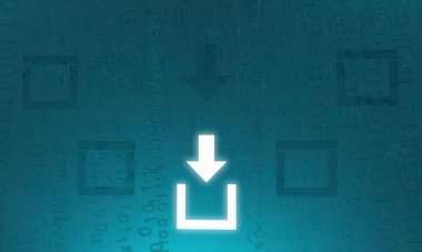 Sanal rakamlar soyut 3d illüstrasyon, indirme kutusu etkin, yatay