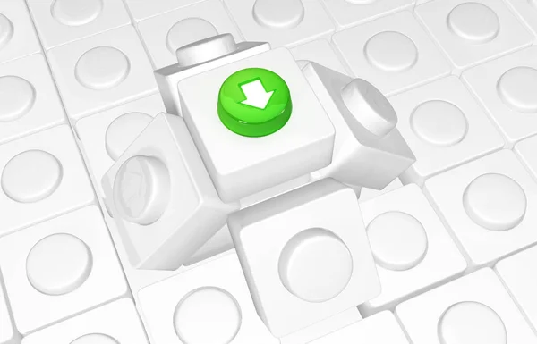 Κουμπιά Λευκό Αφηρημένη Ένα Πράσινο Ενεργοποίηση Εικόνα Οριζόντια — Φωτογραφία Αρχείου