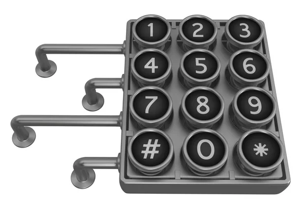 Teclado Botões Tipo Combinação Anexado Lado Metal Cinzento Ilustração Isolado — Fotografia de Stock