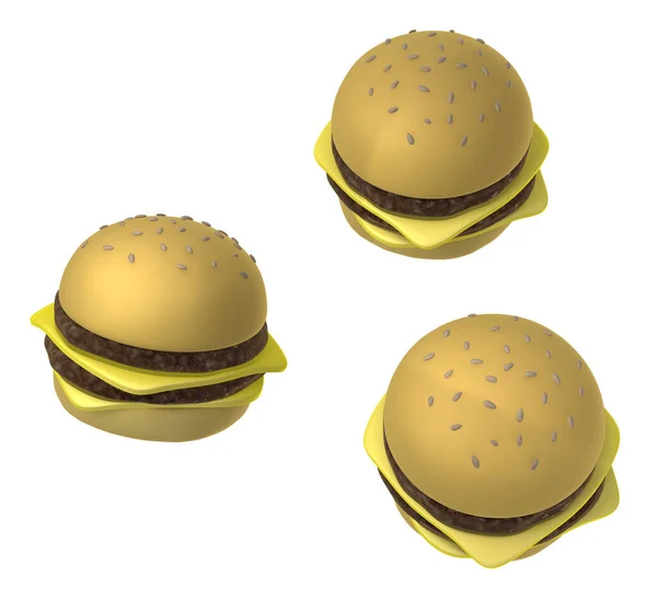 Hamburger Desenho Animado Fast Food Ilustração Horizontal Isolado — Fotografia de Stock