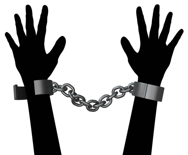 Shackles Chain Shadow Arms Arrest Illustration Isolated — 스톡 사진