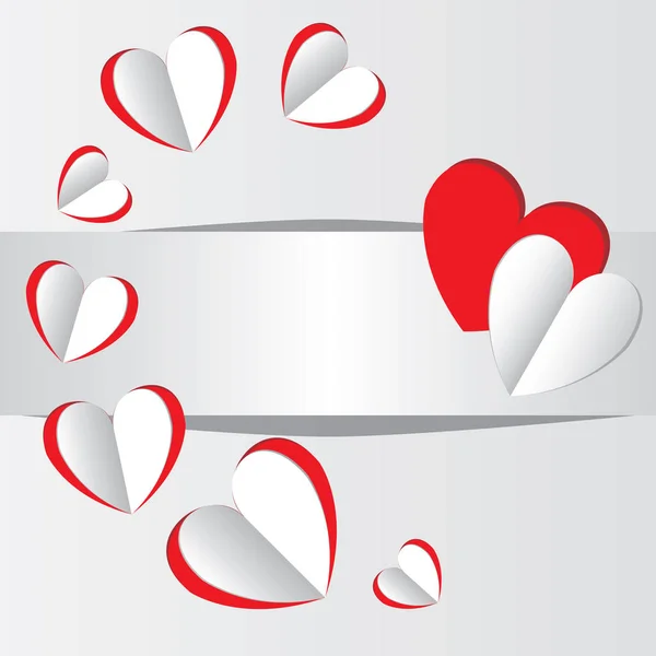 Paper Hearts Valentine Background Card Design Vector Illustration — Stock Vector