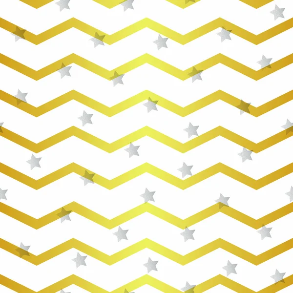 Chevron Zigzag Blanc Motif Sans Couture Avec Des Étoiles Noires — Image vectorielle