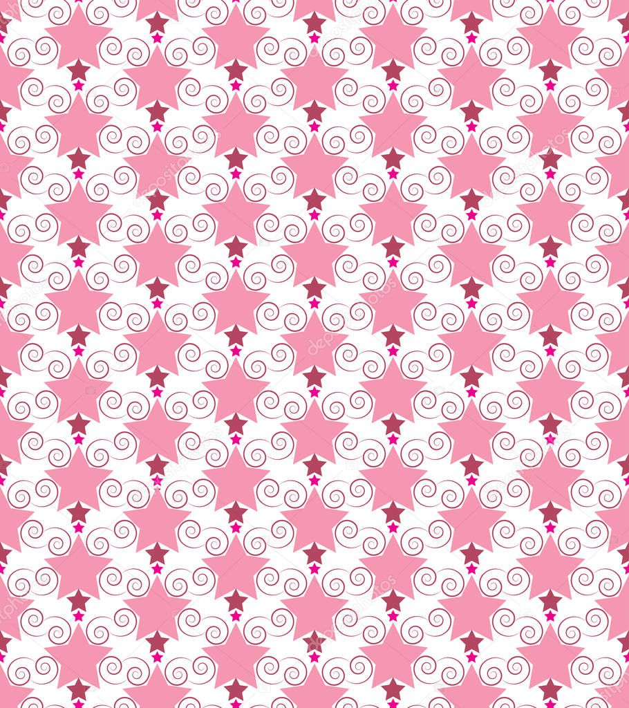 Stars and swirls repeat pattern design illustration