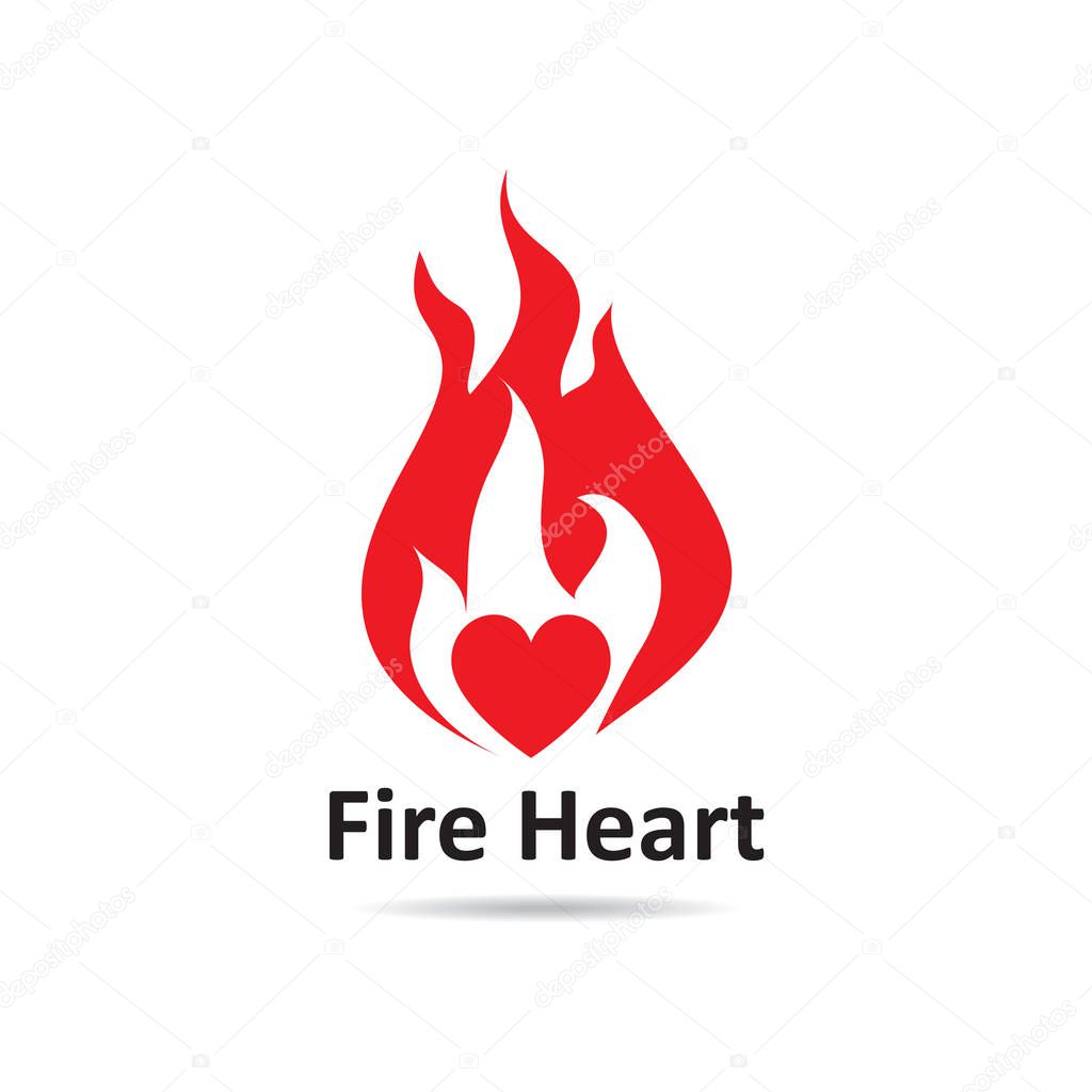 Heart fire vector logo design illustration