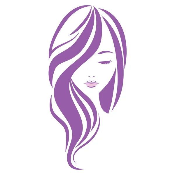 Vrouw Haar Stijl Logo Ontwerp — Stockvector