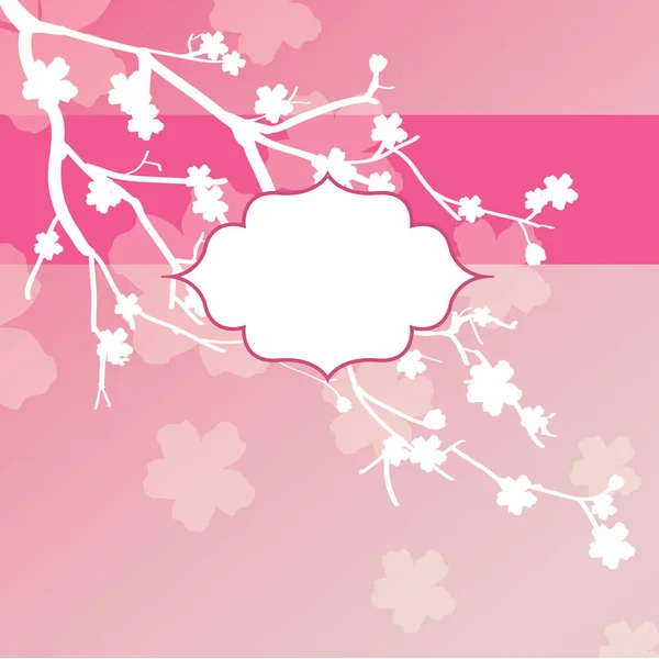 Sakura Cherry Mekar Desain Vektor Kartu Ucapan - Stok Vektor