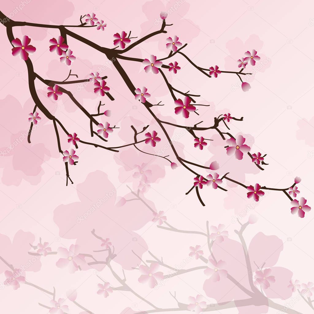 Cherry blossom tree background vector illustration