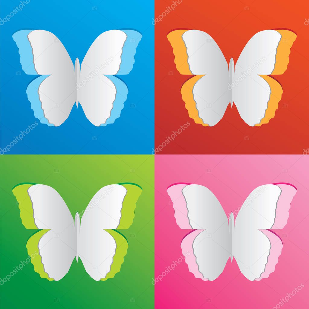 Abstract paper butterflies background