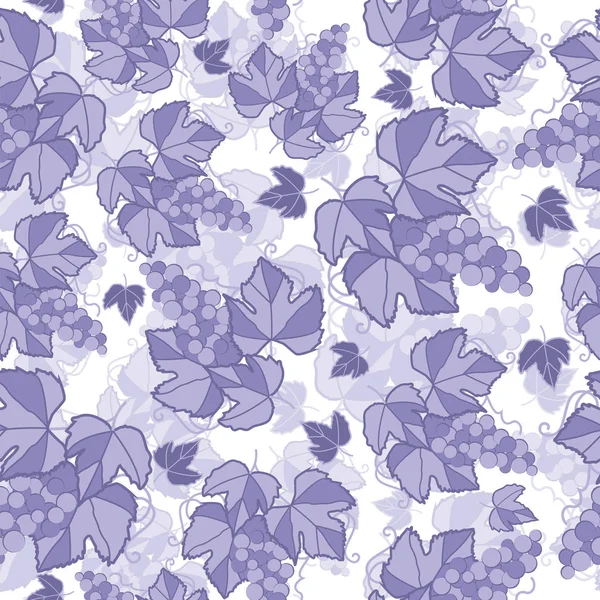 Seamless Pattern Grapes Leaves Purple White Background — Stock Vector